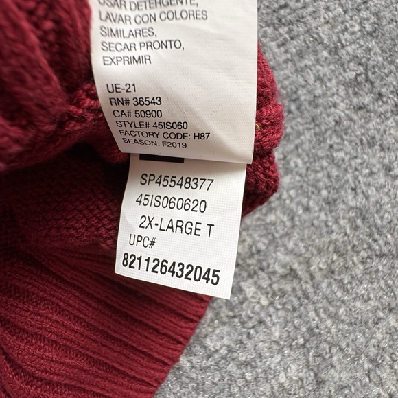Izod Sweater Men 2XLT Red 1/4 Zip Cable Knit Pullover Classic Casual Preppy ** - Picture 4 of 11